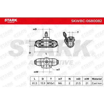 Wheel Brake Cylinder Stark SKWBC-0680082 SKWBC-0680082 - photo 5