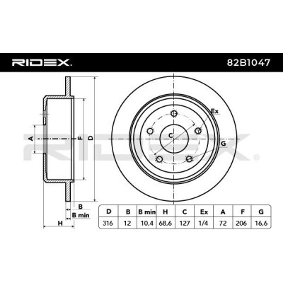 Brake Disc RIDEX 82B1047 82B1047 - photo 3