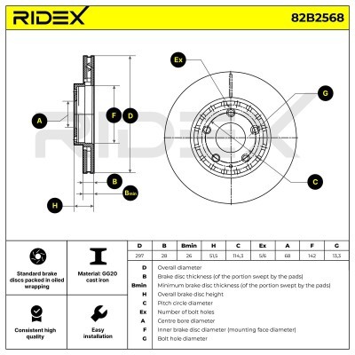 Brake Disc RIDEX 82B2568 82B2568 - photo 6