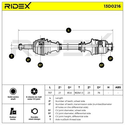 Drive Shaft RIDEX 13D0216 13D0216 - photo 7