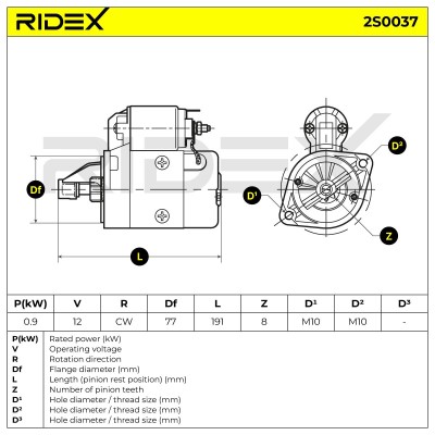 Starter RIDEX 2S0037 2S0037 - photo 6