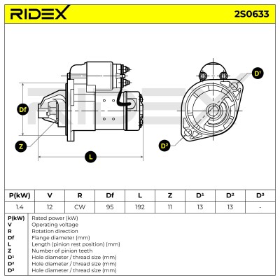 Starter RIDEX 2S0633 2S0633 - photo 7