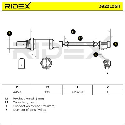 Lambda (Oxygen) Sensor RIDEX 3922L0511 3922L0511 - photo 6