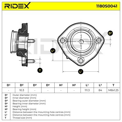 Strut Support Bearing Front RIDEX 1180S0041 1180S0041 - photo 5