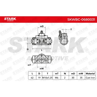 Wheel Brake Cylinder Stark SKWBC-0680031 SKWBC-0680031 - photo 5