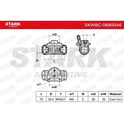 Wheel Brake Cylinder Stark SKWBC-0680046 SKWBC-0680046 - photo 5