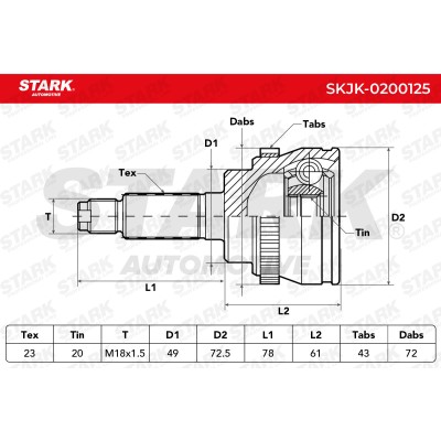 Joint Kit, Drive Shaft Stark SKJK-0200125 SKJK-0200125 - photo 5