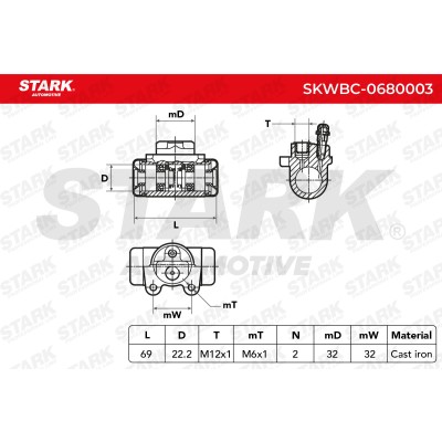 Wheel Brake Cylinder Stark SKWBC-0680003 SKWBC-0680003 - photo 7