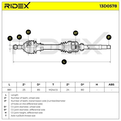 Drive Shaft RIDEX 13D0578 13D0578 - photo 7