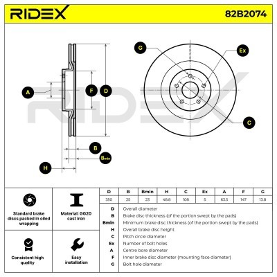 Brake Disc RIDEX 82B2074 82B2074 - photo 6