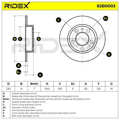 Brake Disc RIDEX 82B0003 82B0003 - photo 1