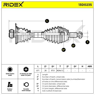 Drive Shaft RIDEX 13D0235 13D0235 - photo 8