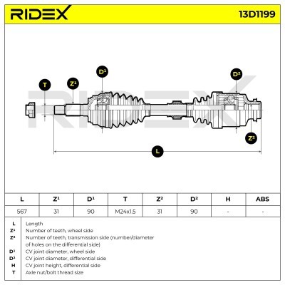 Drive Shaft RIDEX 13D1199 13D1199 - photo 7