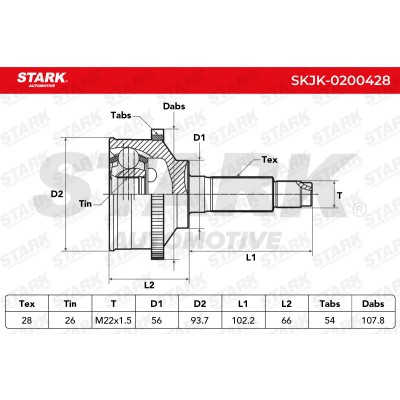 Joint Kit, Drive Shaft Stark SKJK-0200428 SKJK-0200428 - photo 6