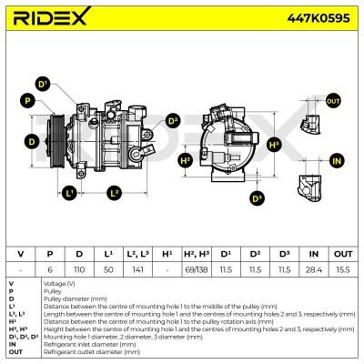 Compressor, Air Conditioning VW 447K0595 - photo 5