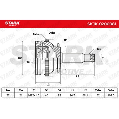 Joint Kit, Drive Shaft Stark SKJK-0200081 SKJK-0200081 - photo 5