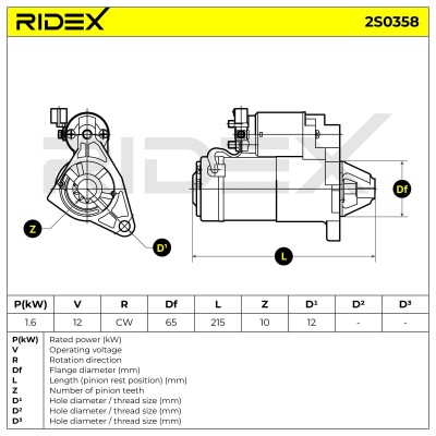 Starter RIDEX 2S0358 2S0358 - photo 9