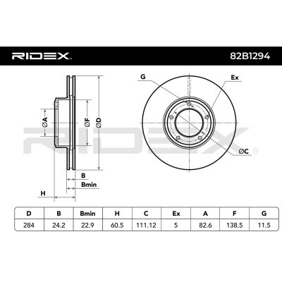 Brake Disc RIDEX 82B1294 82B1294 - photo 1
