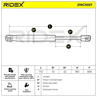Gas Spring, boot-/cargo area RIDEX 219G1057 219G1057 - photo 5