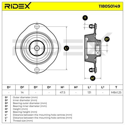 Strut Support Bearing Front RIDEX 1180S0149 1180S0149 - photo 7
