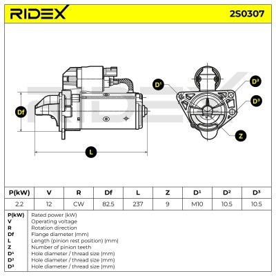 Starter RIDEX 2S0307 2S0307 - photo 7