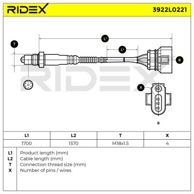 Lambda (Oxygen) Sensor RIDEX 3922L0221 3922L0221 - photo 6
