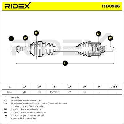 Drive Shaft RIDEX 13D0986 13D0986 - photo 7
