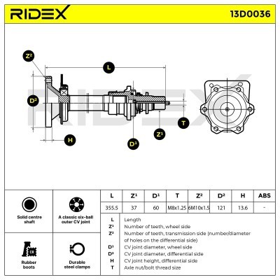 Drive Shaft RIDEX 13D0036 13D0036 - photo 6