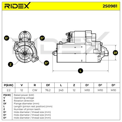 Starter RIDEX 2S0981 2S0981 - photo 7