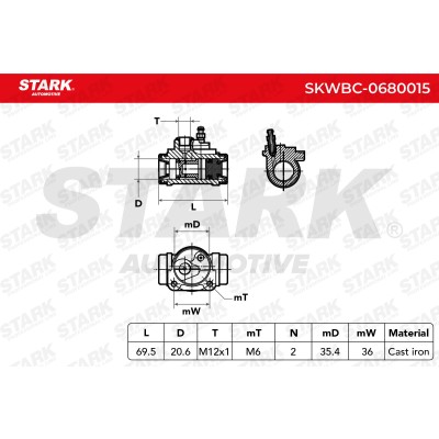 Wheel Brake Cylinder Stark SKWBC-0680015 SKWBC-0680015 - photo 4