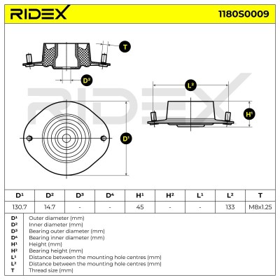 Strut Support Bearing Front RIDEX 1180S0009 1180S0009 - photo 5