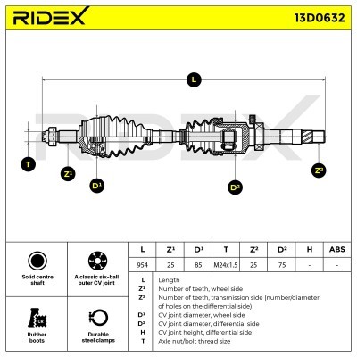 Drive Shaft RIDEX 13D0632 13D0632 - photo 7