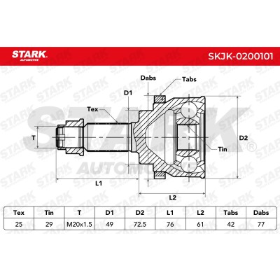 Joint Kit, Drive Shaft Stark SKJK-0200101 SKJK-0200101 - photo 5