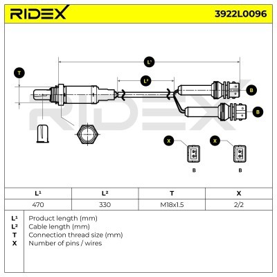 Lambda (Oxygen) Sensor RIDEX 3922L0096 3922L0096 - photo 6