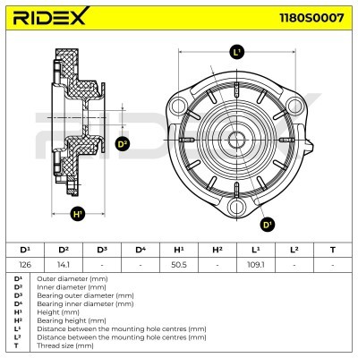 Strut Support Bearing Front RIDEX 1180S0007 1180S0007 - photo 5
