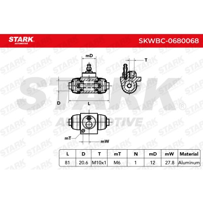 Wheel Brake Cylinder Stark SKWBC-0680068 SKWBC-0680068 - photo 5