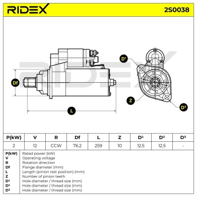 Starter RIDEX 2S0038 2S0038 - photo 6