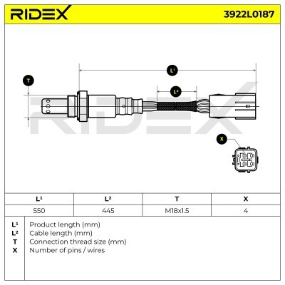 Lambda (Oxygen) Sensor RIDEX 3922L0187 3922L0187 - photo 7