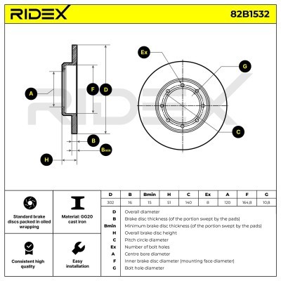 Brake Disc RIDEX 82B1532 82B1532 - photo 6