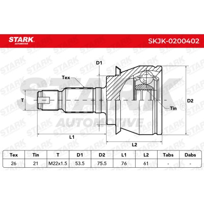 Joint Kit, Drive Shaft Stark SKJK-0200402 SKJK-0200402 - photo 7