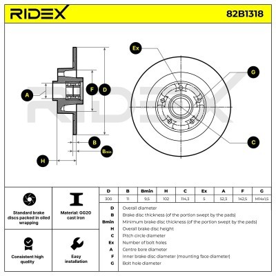Brake Disc RIDEX 82B1318 82B1318 - photo 6