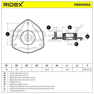 Strut Support Bearing Front RIDEX 1180S0053 1180S0053 - photo 5