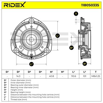 Strut Support Bearing Front RIDEX 1180S0335 1180S0335 - photo 6