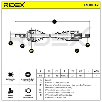 Drive Shaft RIDEX 13D0042 13D0042 - photo 8