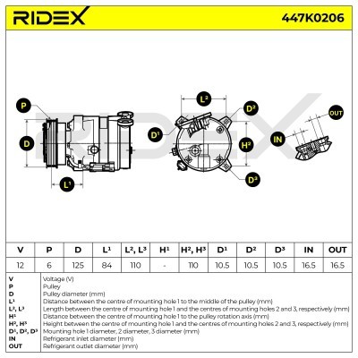Compressor, Air Conditioning OPEL Tigra Coupe 447K0206 - photo 6