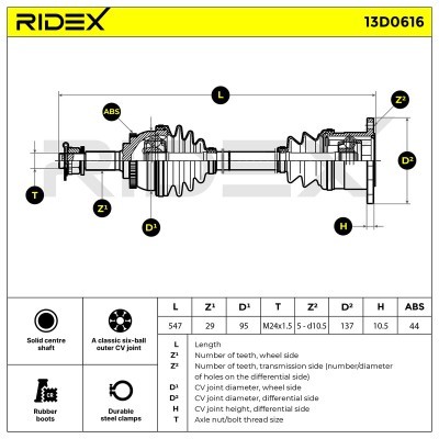Drive Shaft RIDEX 13D0616 13D0616 - photo 6