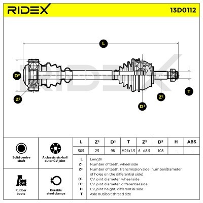 Drive Shaft RIDEX 13D0112 13D0112 - photo 4