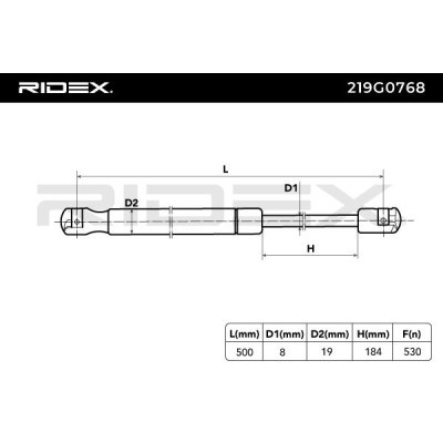 Gas Spring, boot-/cargo area RIDEX 219G0768 219G0768 - photo 5