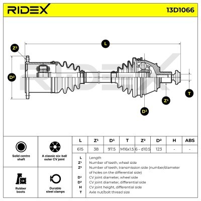 Drive Shaft RIDEX 13D1066 13D1066 - photo 7