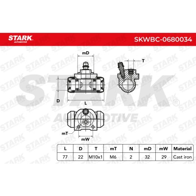 Wheel Brake Cylinder Stark SKWBC-0680034 SKWBC-0680034 - photo 5